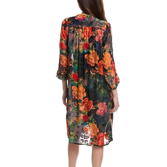 NWT Johnny Was Renna Velvet Burnout Midi Dress with Slip Floral Print Size XS - Picture 2 of 13